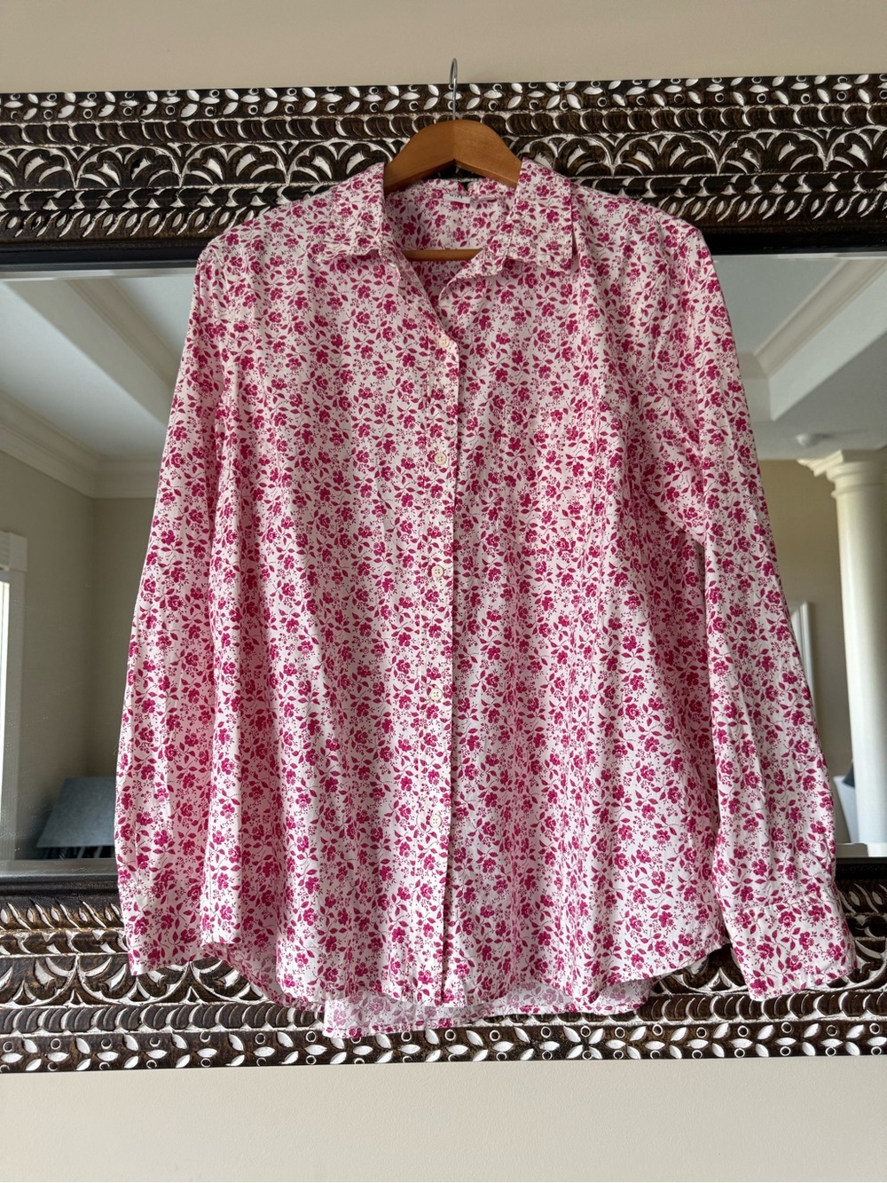 Gap Pink Floral Button-Up Blouse XL